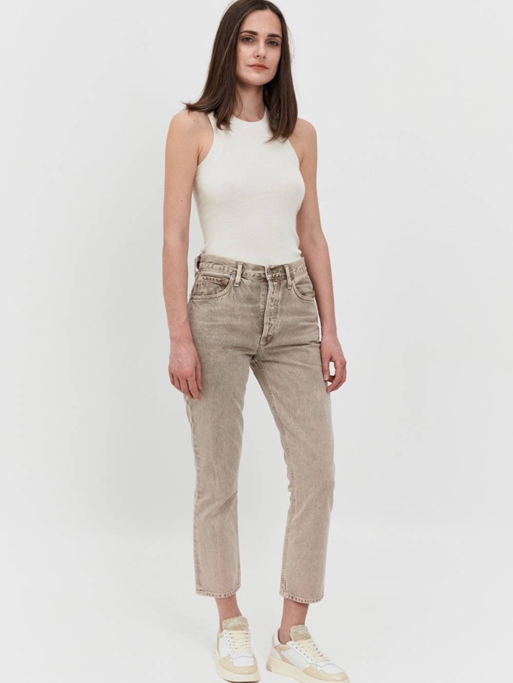 Citizens of Humanity Jolene High Rise Vintage Jeans Size 27 Beige Ponytail Crop